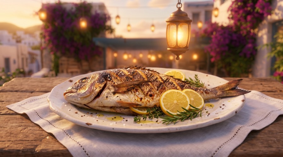 Fish from the case at Taverna Kostas